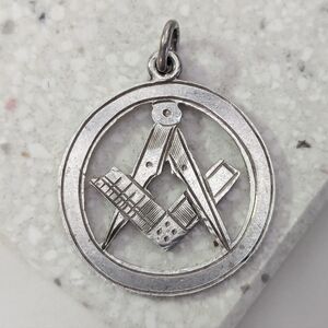 Antique Victorian Sterling Silver Masonic Square & Compass Pendant HALLMARKED